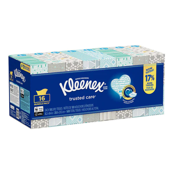 Kleenex Trusted Care Facial Tissues 2-ply - 100ct/16pk