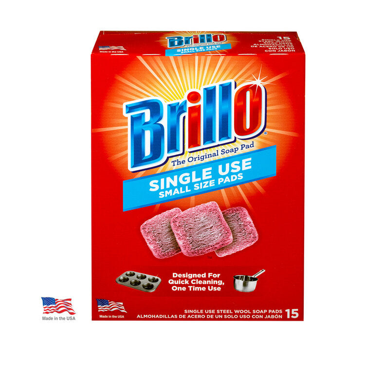 Brillo Single Use Steel Wool Soap Pads Red - 15ct/12pk