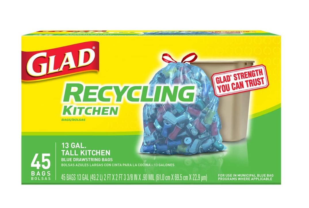 Glad Recycling Tall Kitchen Drawstring Clear 13 Gallon - 45ct/6pk