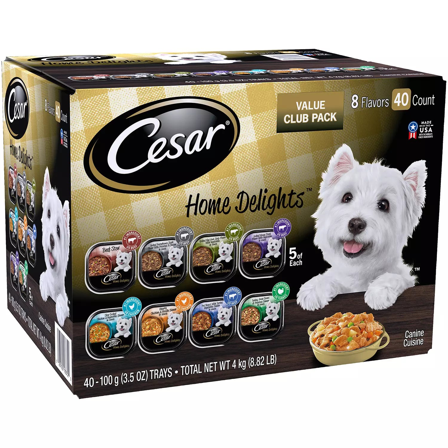 Cesar Home Delights Wet Dog Food (8 Flavor Variety Pack) in Sauces - 3.5oz/40ct