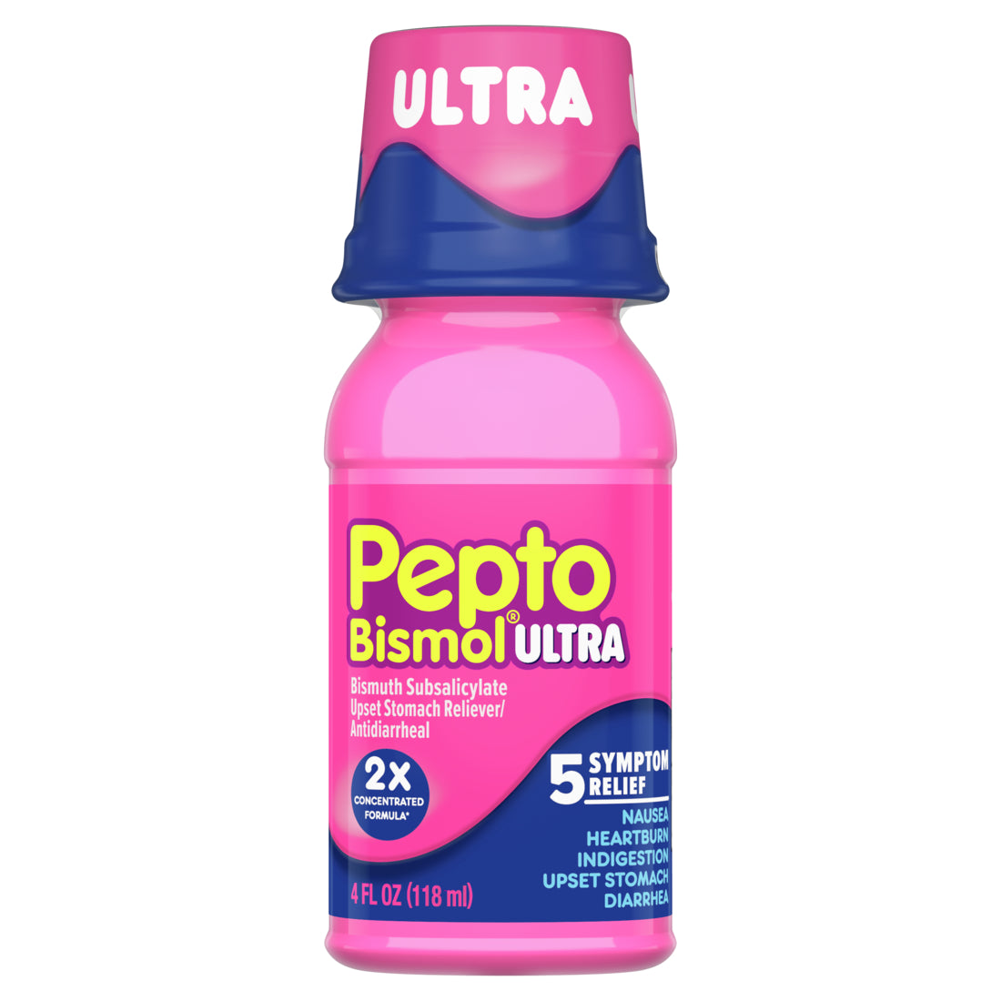 Pepto Bismol Liquid Ultra for 5 Symptom Fast Relief Original Flavor - 4oz/12pk