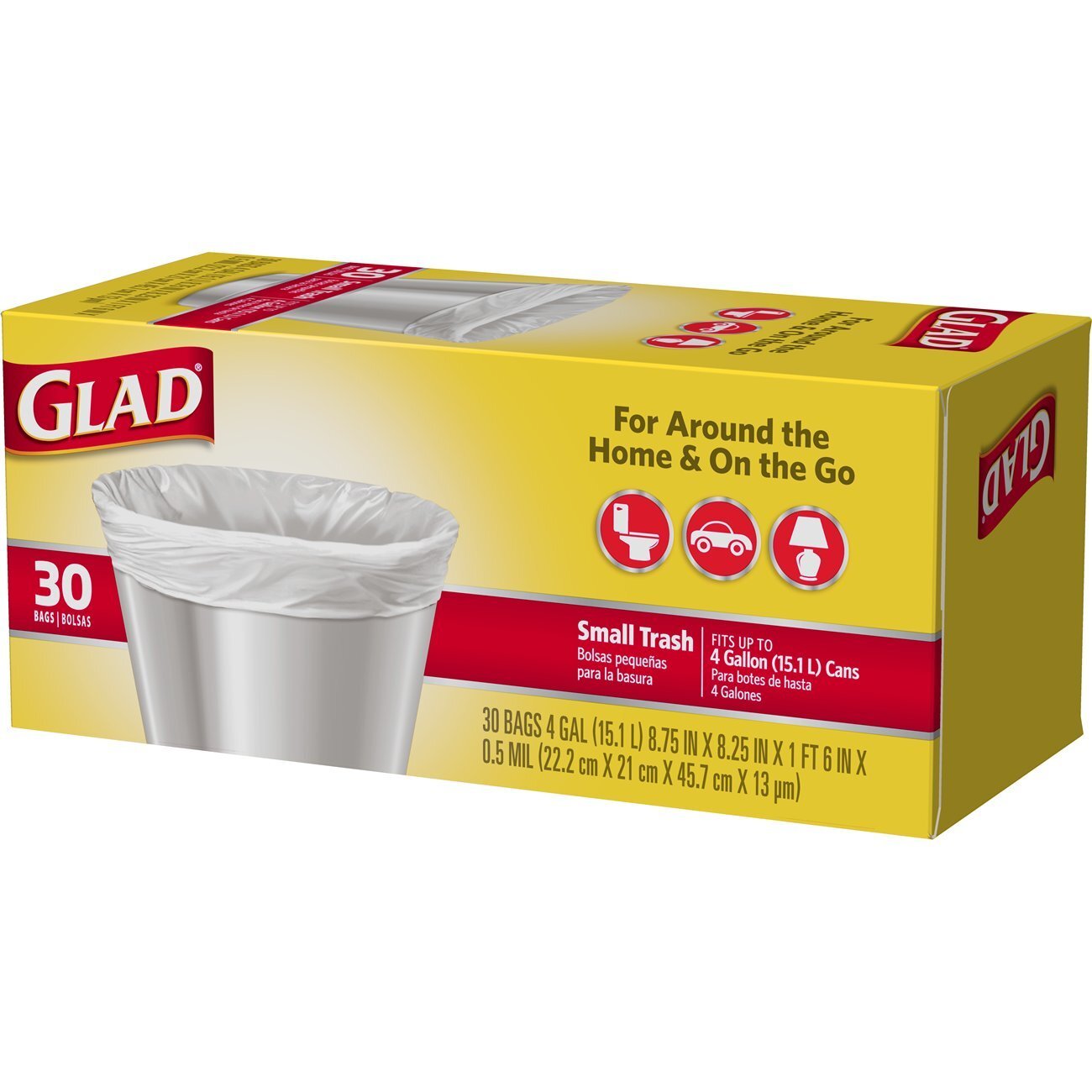 Glad Flat Top Small 4 Gallon - 30ct/6pk