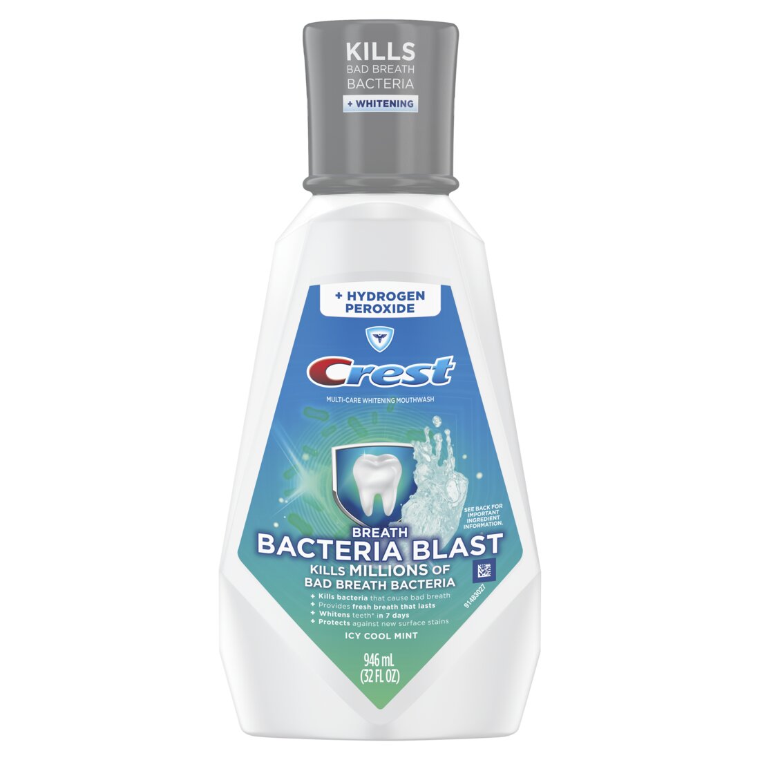 Crest Breath Bacteria Blast Mouthwash Mint 1L - 33.8oz/6pk