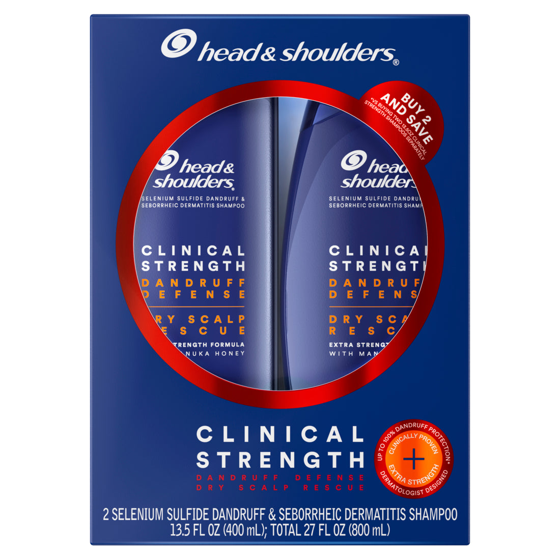 Head & Shoulders Clinical Dandruff Defense + Dry Scalp Rescue Shampoo Twin Pack - 13.5oz/4pk