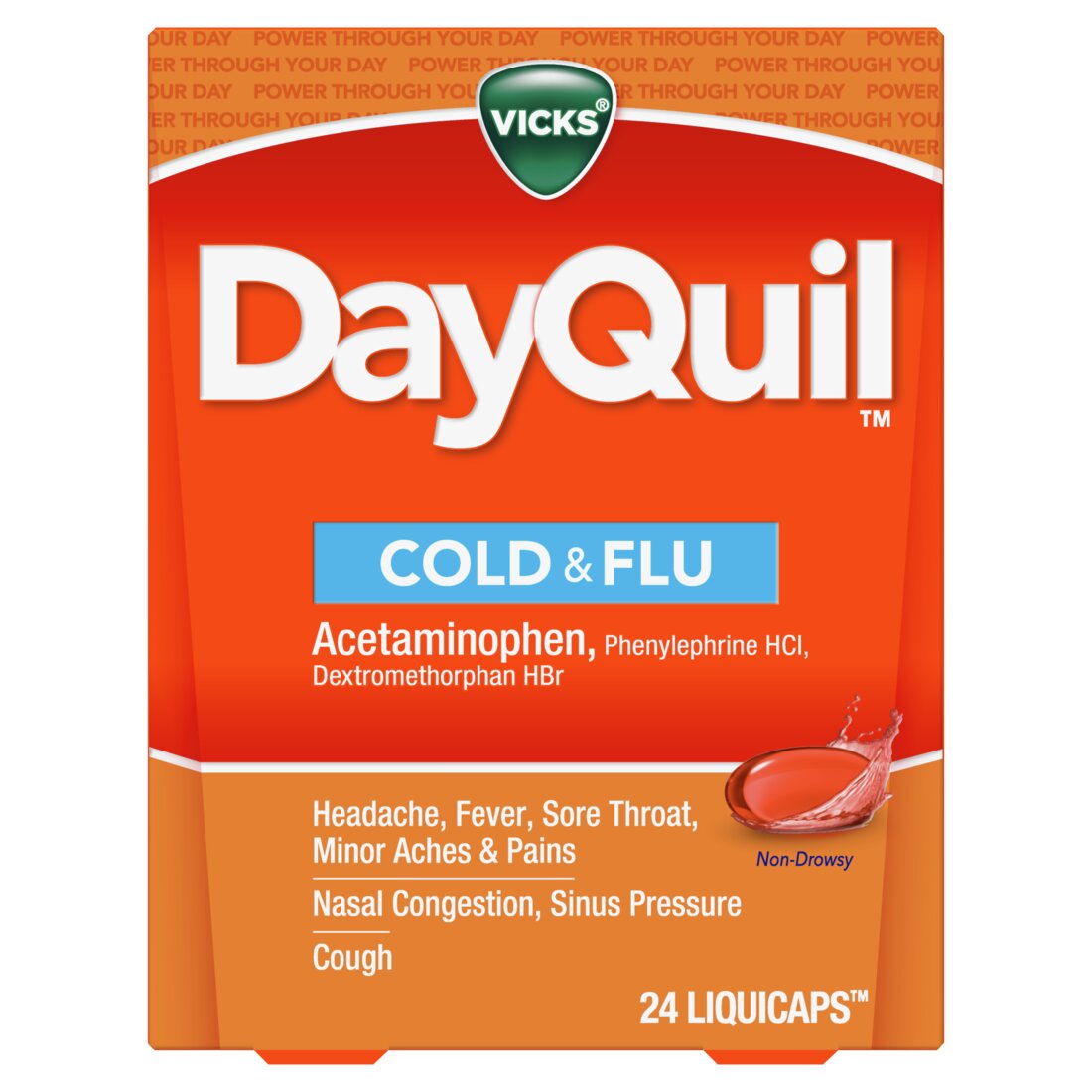 Vicks DayQuil Cold & Flu Medicine Non-Drowsy Powerful Multi-Symptom Daytime Relief - 24ct/24pk