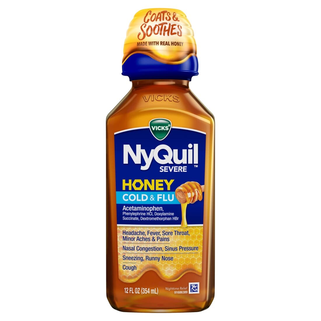 Vicks NyQuil SEVERE Honey Cold and Flu Medicine - 12oz/12pk