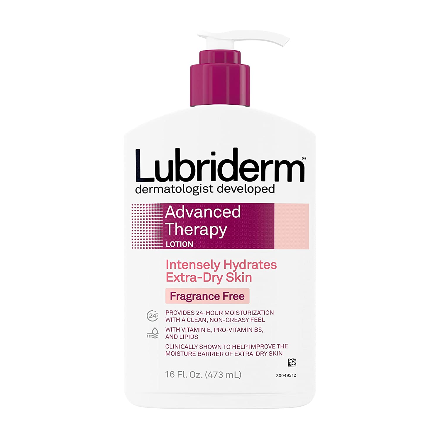 Lubriderm Advanced Therapy Fragrance-Free Moisturizing Lotion for Extra Dry Skin - 16oz/12pk