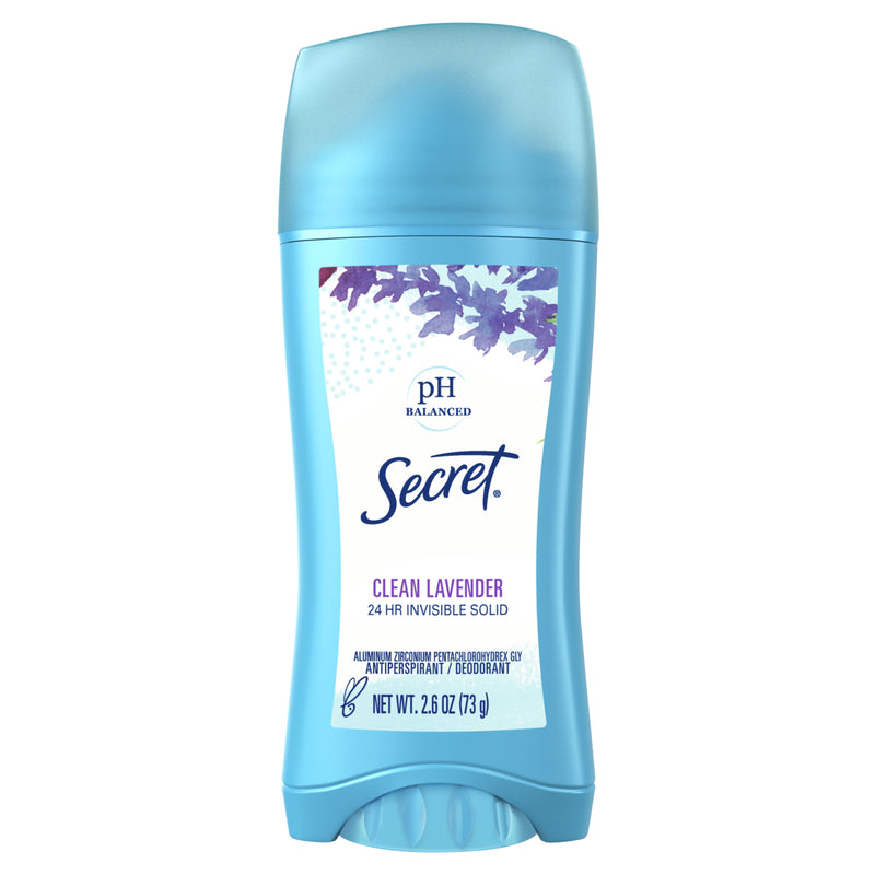 Secret Invisible Solid Antiperspirant and Deodorant Clean Lavender - 2.6oz/12pk