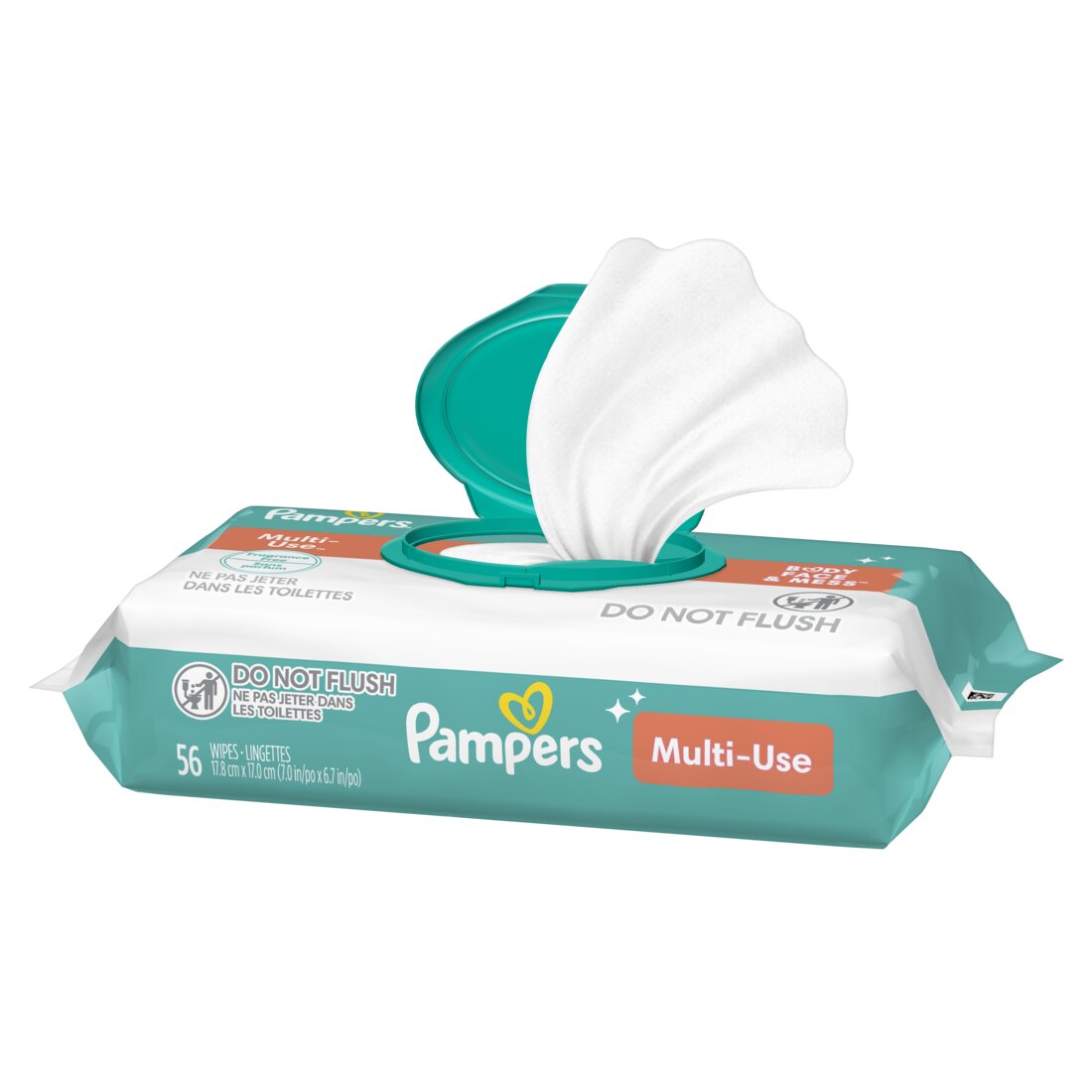 Pampers Baby Wipes Multi-Use Fragrance Free 1X Pop-Top - 56ct/8pk