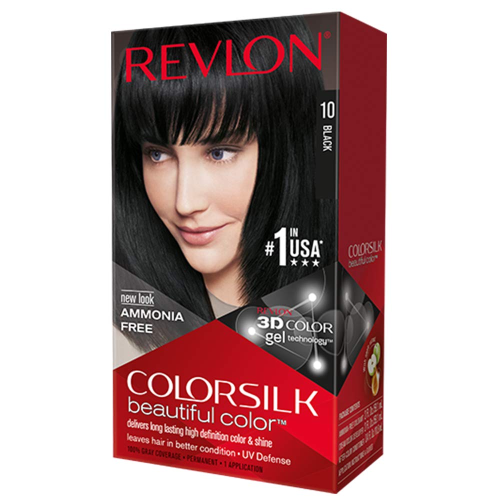 Revlon Colorsilk Hair Color 10 Black USA - 1ct/3PK<br>