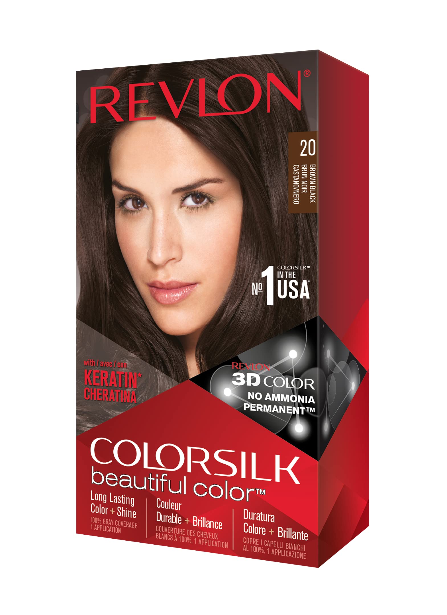 Revlon Colorsilk Hair Color 20 Brown/Black USA - 1ct/3PK