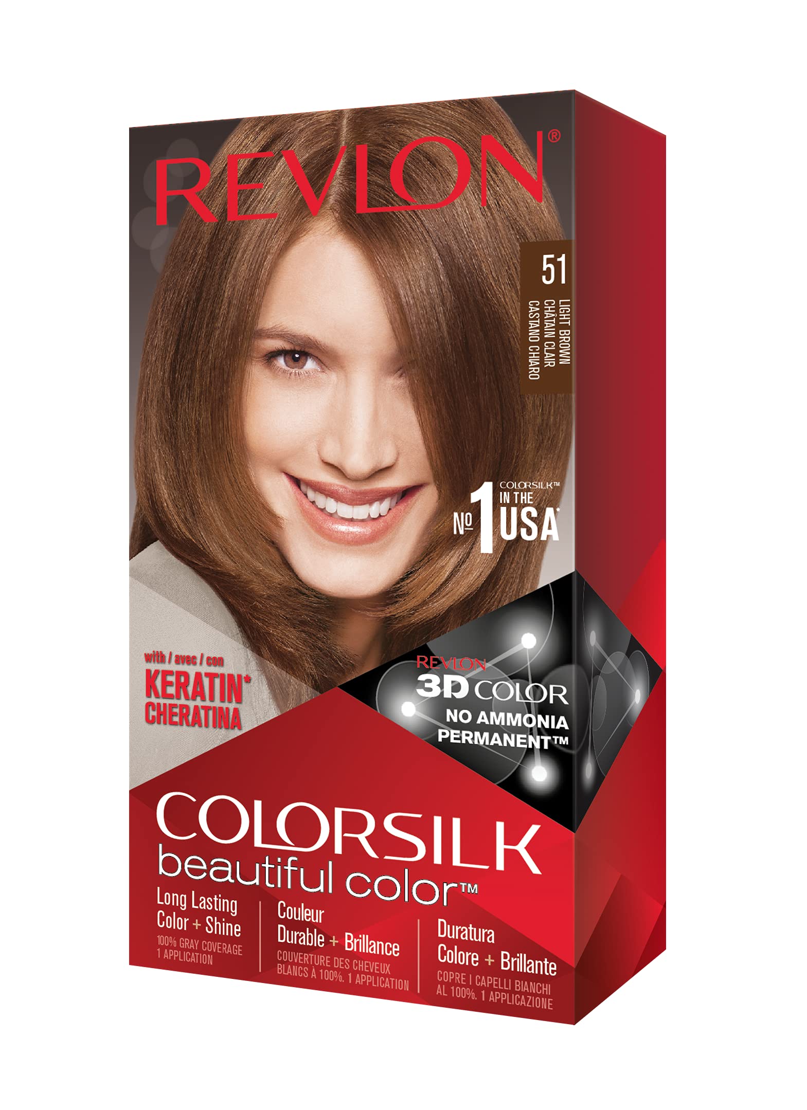 Revlon Colorsilk Hair Color USA #51 Light Brown - 1ct/3pk