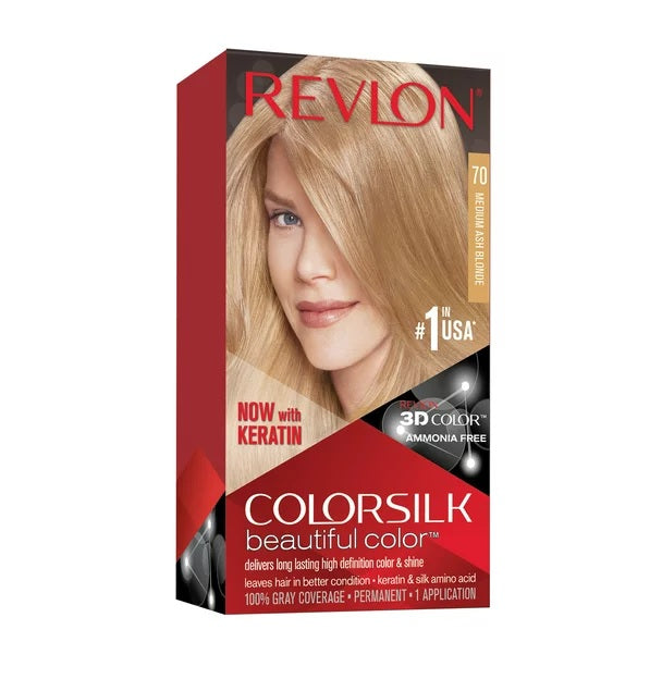 Revlon Colorsilk Hair Color 70 Medium Ash Blonde USA - 1ct/3PK