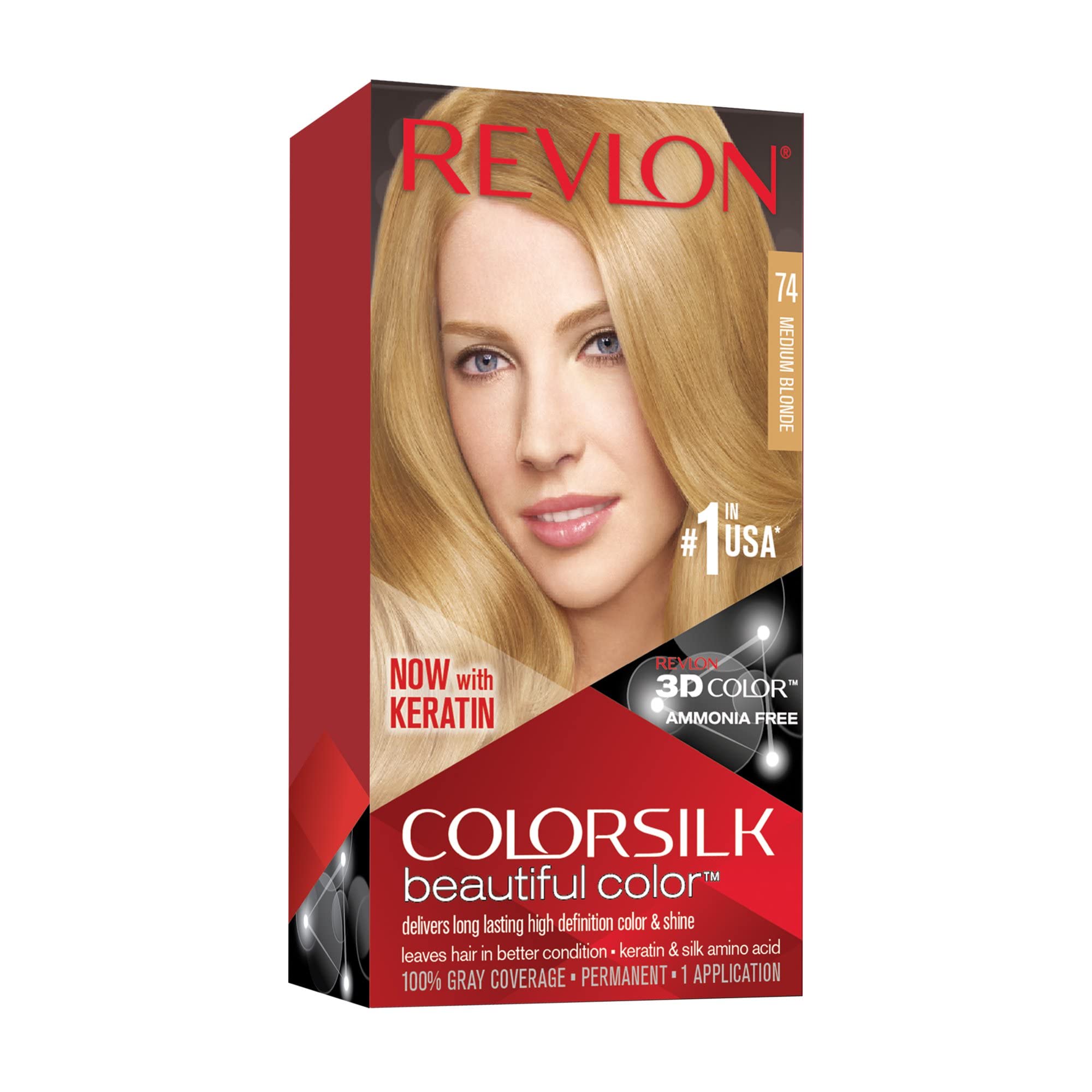 Revlon Colorsilk Hair Color 74 Medium Blonde USA - 1ct/3PK