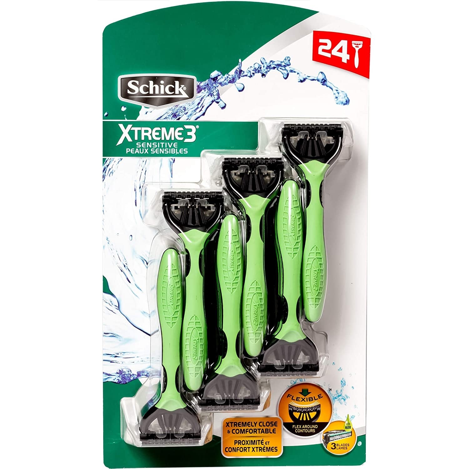 Schick Xtreme 3 Blade Sensitive Razor with Vitamin E & Aloe - 24ct/1pk