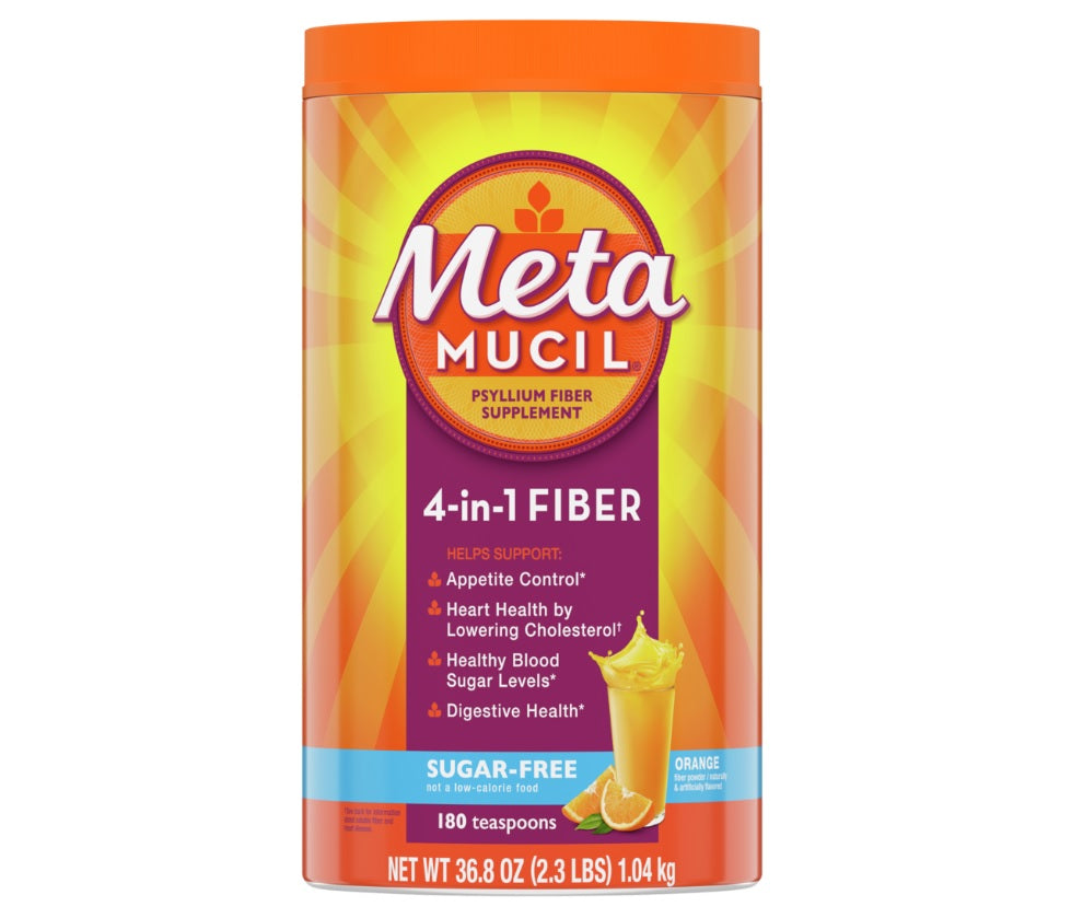 Metamucil Psyllium Fiber Supplement Sugar Free Orange Flavored Drink - 180ct/4pk