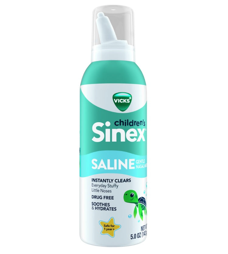 Vicks Sinex Children's Saline Nasal Spray Ages 1+ Drug Free Ultra Fine Mist with Hint of Aloe - 5oz/16pk
