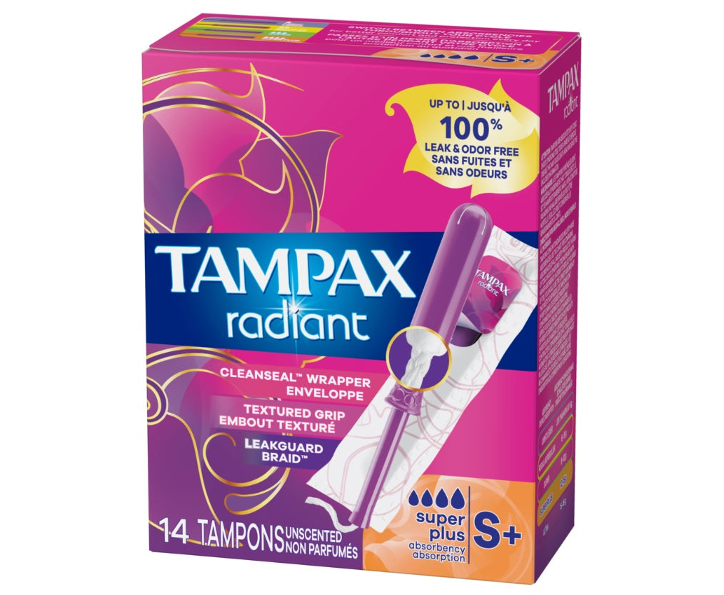 Tampax Radiant Tampons Super Plus Absorbency Unscented - 14ct/12pk