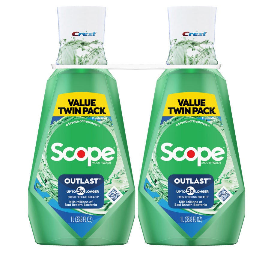 Crest Scope Outlast Mouthwash Fresh Mint Twin Pack - 33.8oz/3pk