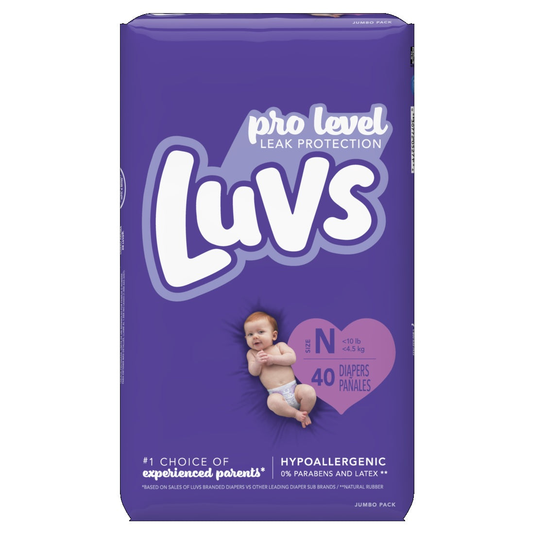 Luvs Pro Level Leak Protection Diapers Size 0 - 40ct/4pk