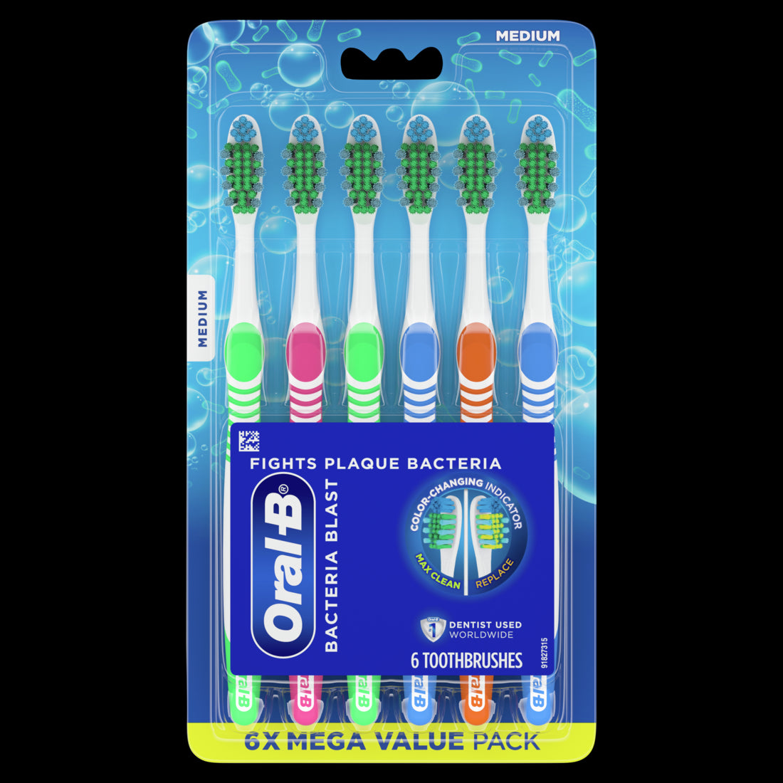 Oral-B Bacteria Blast Manual Toothbrush Size Medium - 6ct/24pk