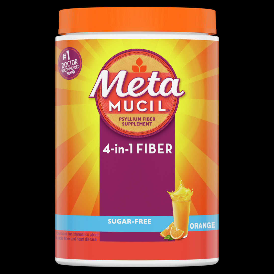 Metamucil Sugar Free 4-in-1 Fiber for Digestive Health Orange Flavor - 6.1oz/6pk