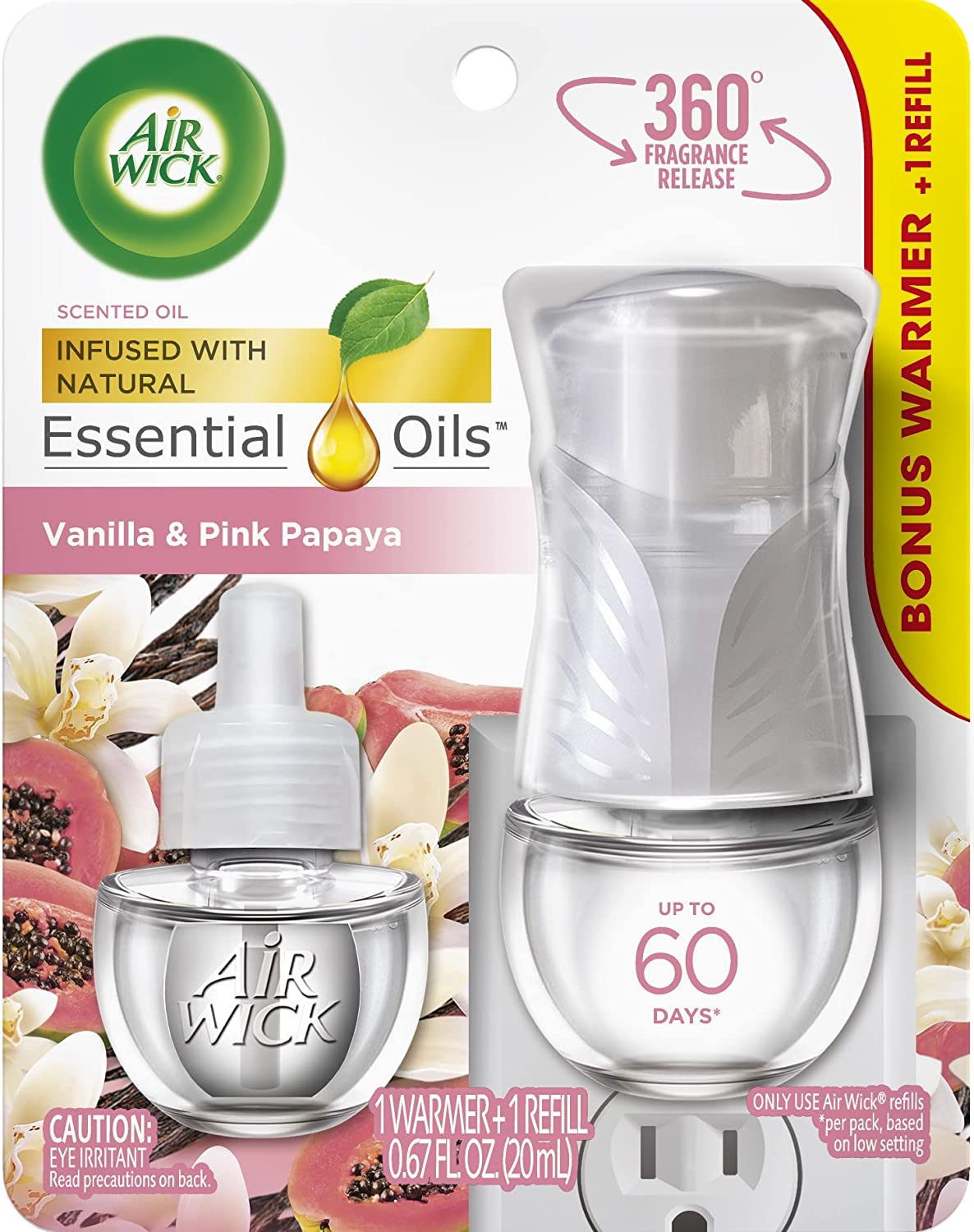 Air Wick Scented Oil - Starter Kit - 1+1 Vanilla and Pink Papaya - 1ct/4pk