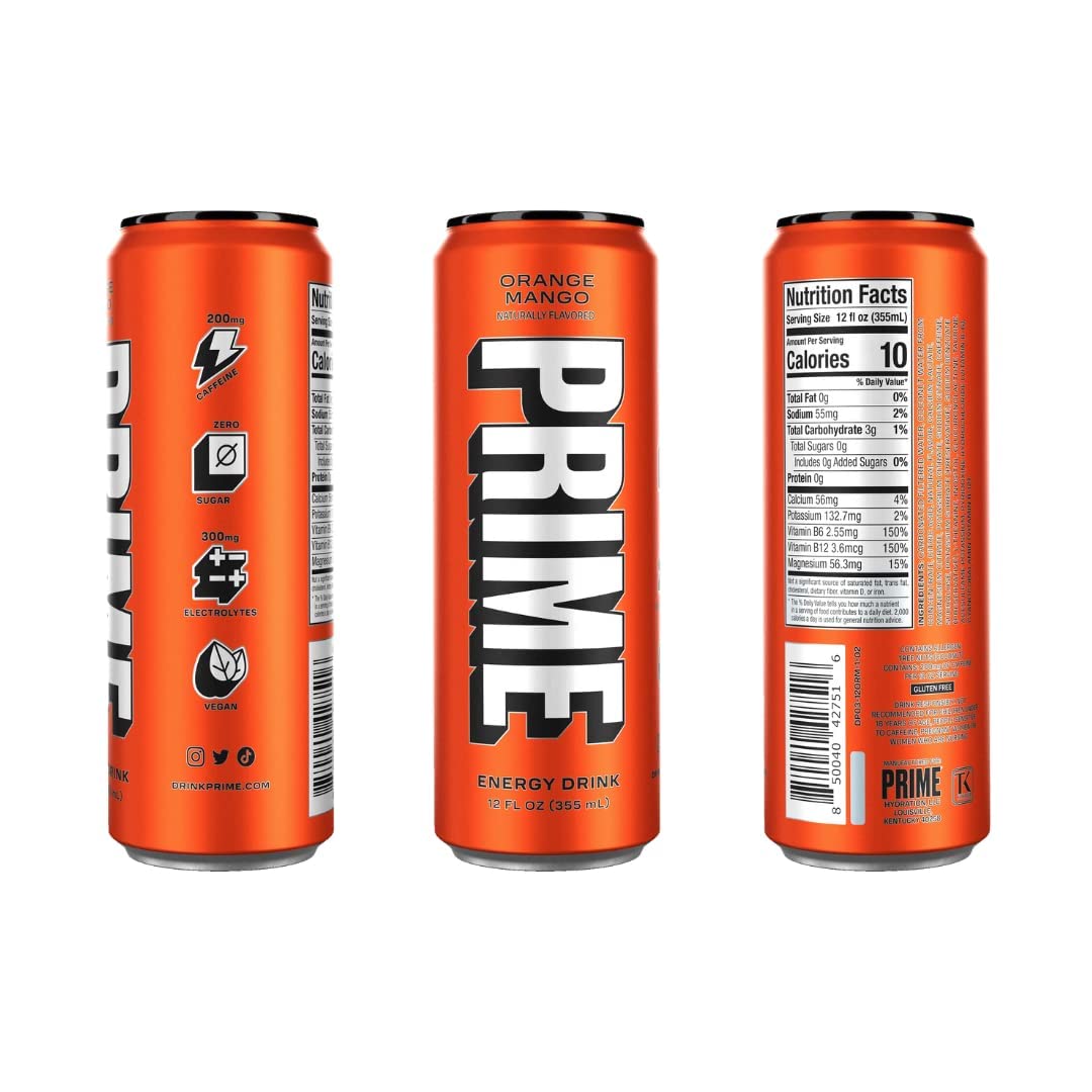 Prime Orange Mango Energy Drink - 12oz/12pk