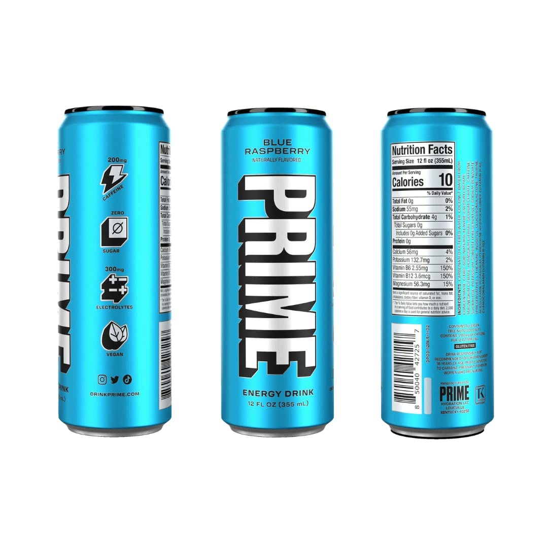 Prime Blue Raspberry Energy Drink - 12oz/12pk