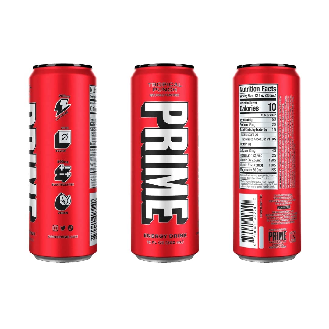 Prime Tropical Punch Energy Drink - 12oz/12pk