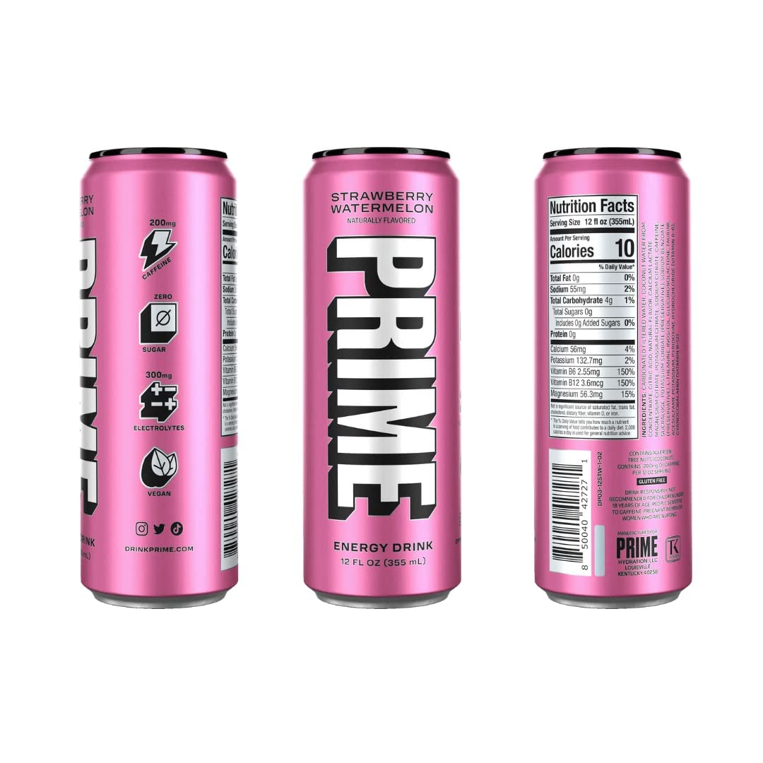 Prime Strawberry Watermelon Energy Drink - 12oz/12pk