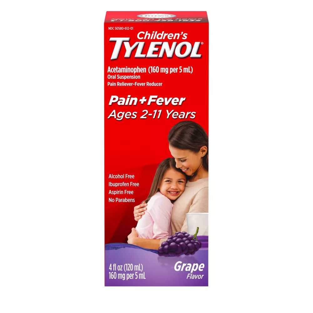 Children's TYLENOL Pain Reliever & Fever Reducer Ages 2-11 Years Grape Splash Flavor - 4oz/3pk