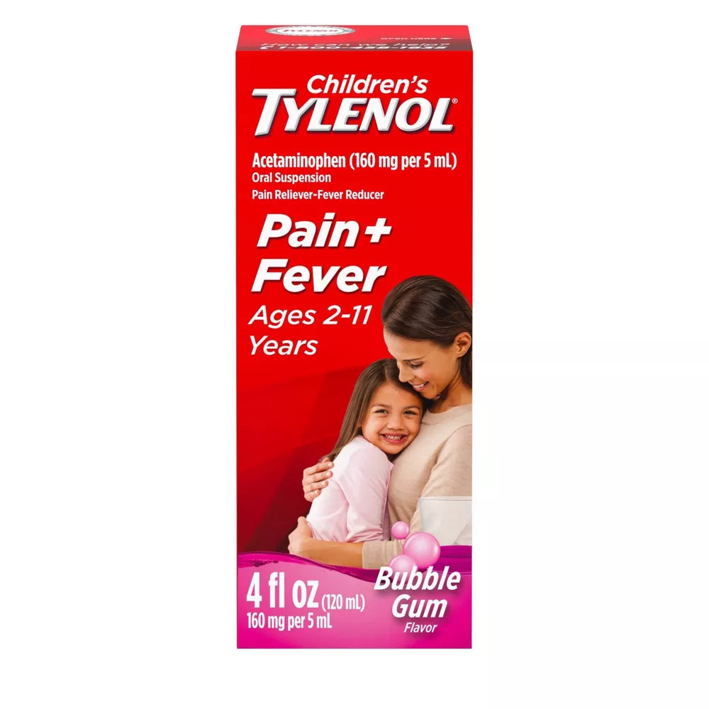 Children's TYLENOL Pain Reliever & Fever Reducer Ages 2-11 Years Bubblegum Flavor - 4oz/3pk