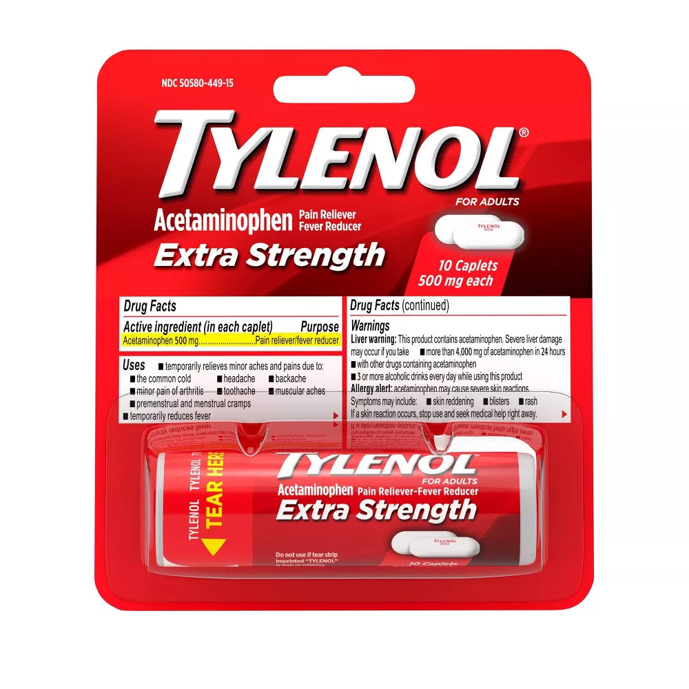 TYLENOL Extra Strength Pain Reliever & Fever Reducer Vial Caplets - 10ct/144pk