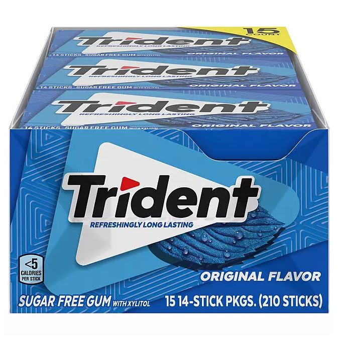 Trident Original Flavor Sugar-Free Gum - 14ct/15pk