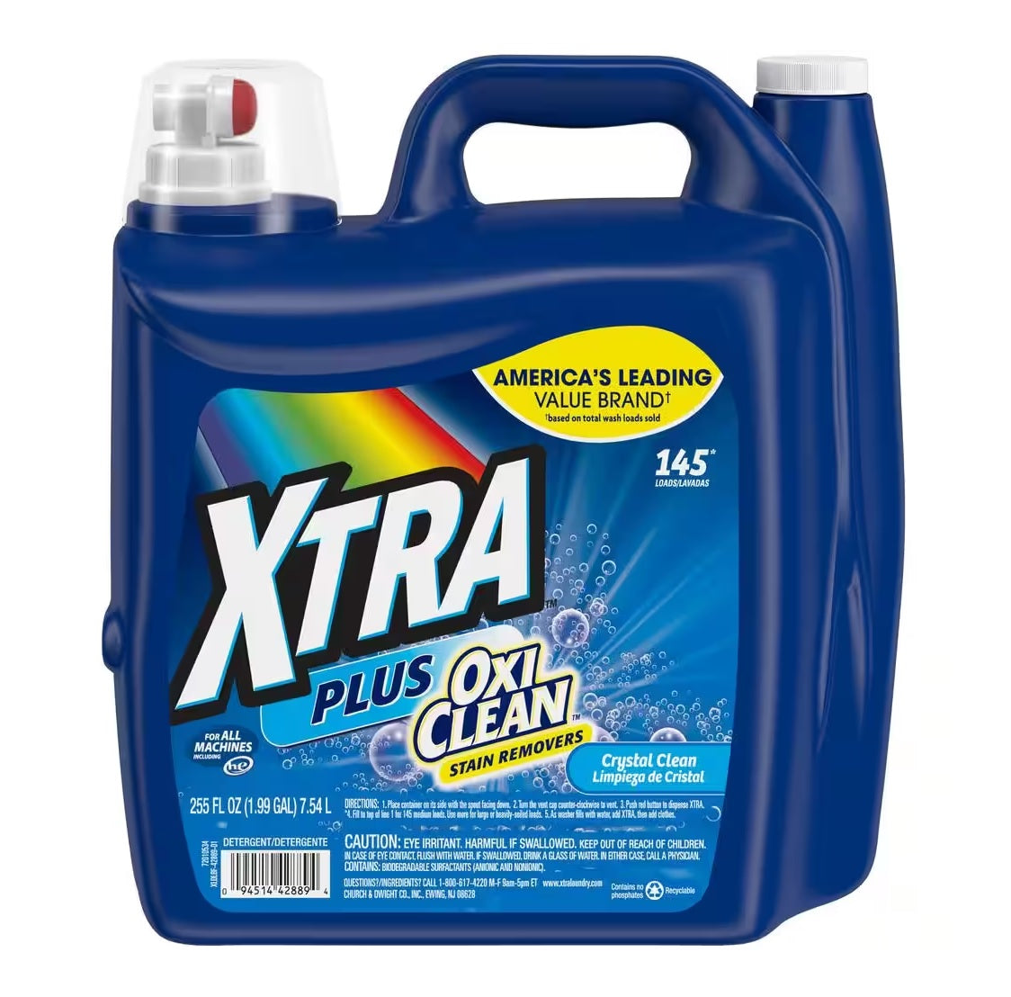 Xtra Liquid Laundry Detergent Plus Oxi Clean - 255oz/2pk
