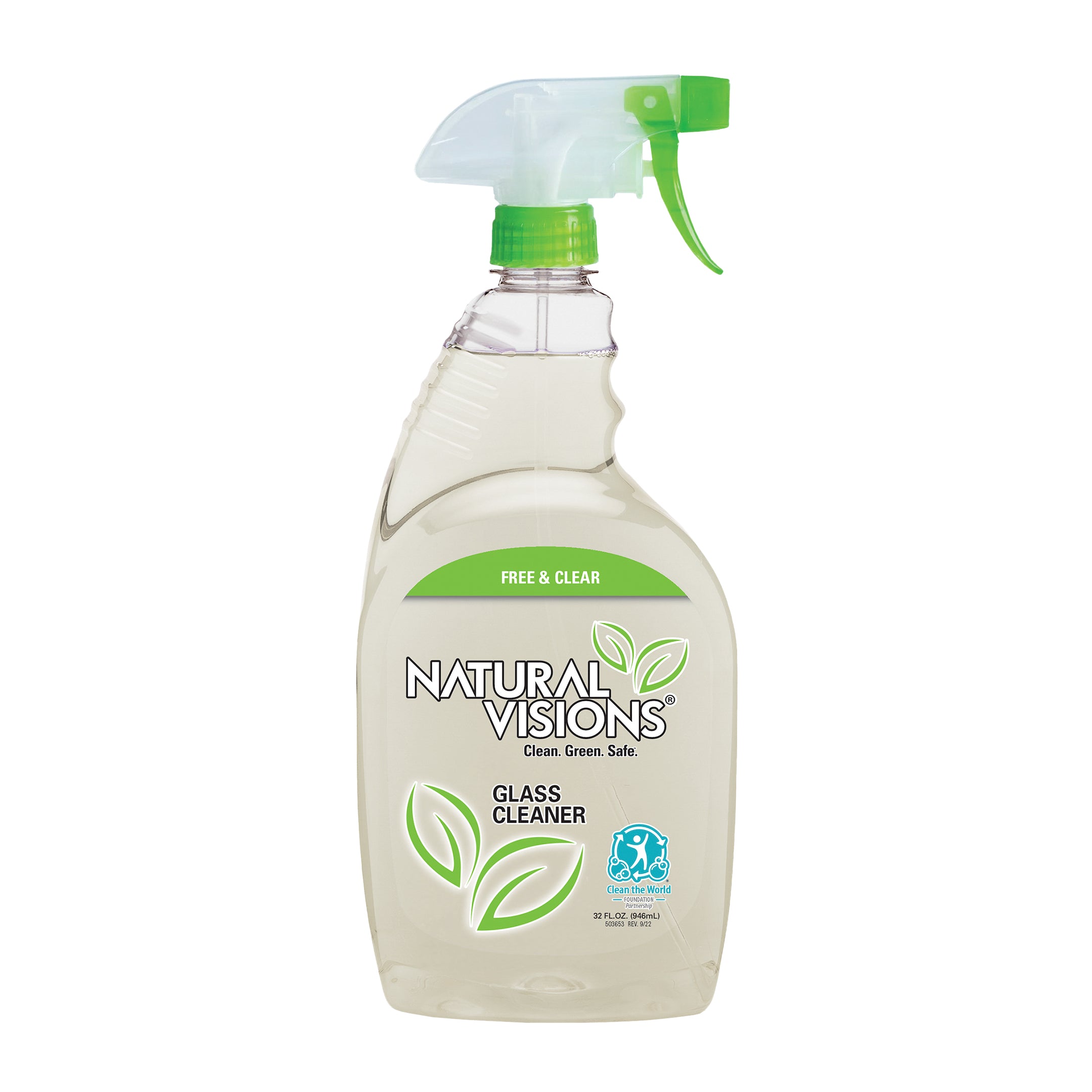 Natural Visions Free & Clear Glass Cleaner - 32oz/6pk