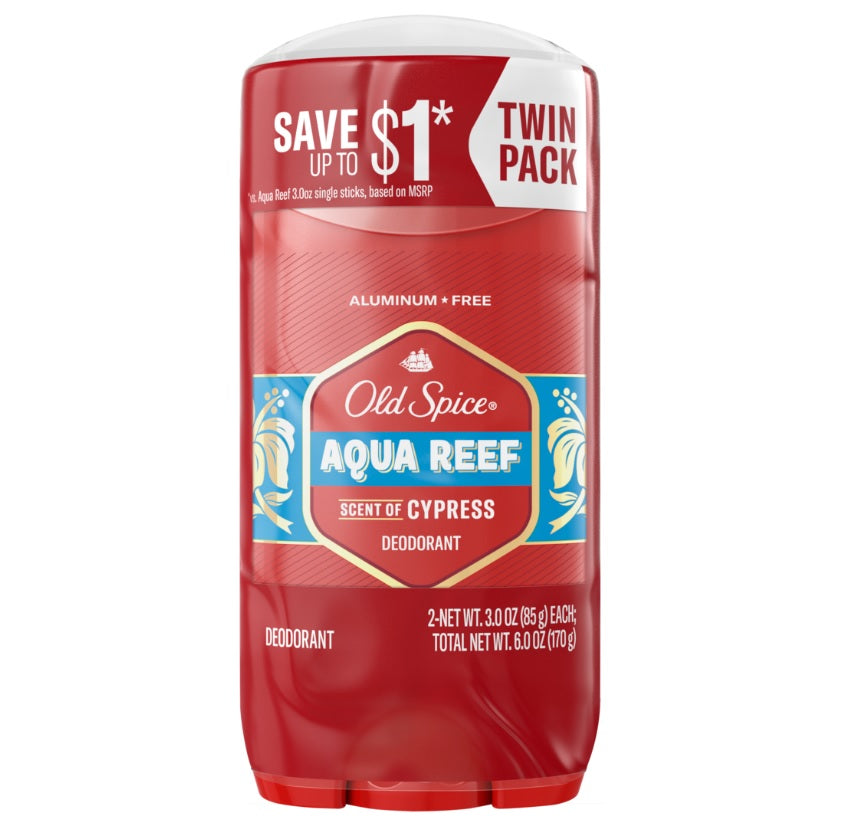 Old Spice Men's Aluminum-Free Deodorant Aqua Reef Twin Pack - 3oz/6pk