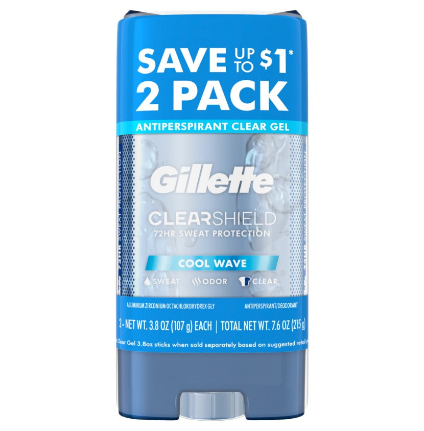 Gillette Men's Antiperspirant & Deodorant Clear Gel Cool Wave Twin Pack - 3.8oz/6pk
