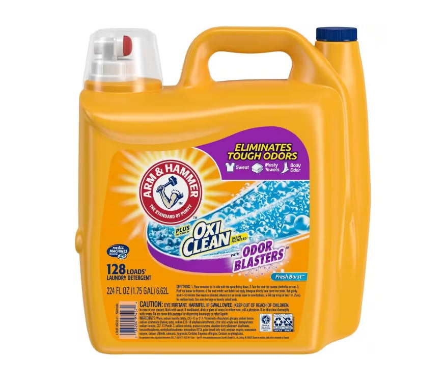 Arm & Hammer Laundry Detergent Plus OxiClean Odor Blasters Fresh Burst 128 Loads - 224oz/2pk