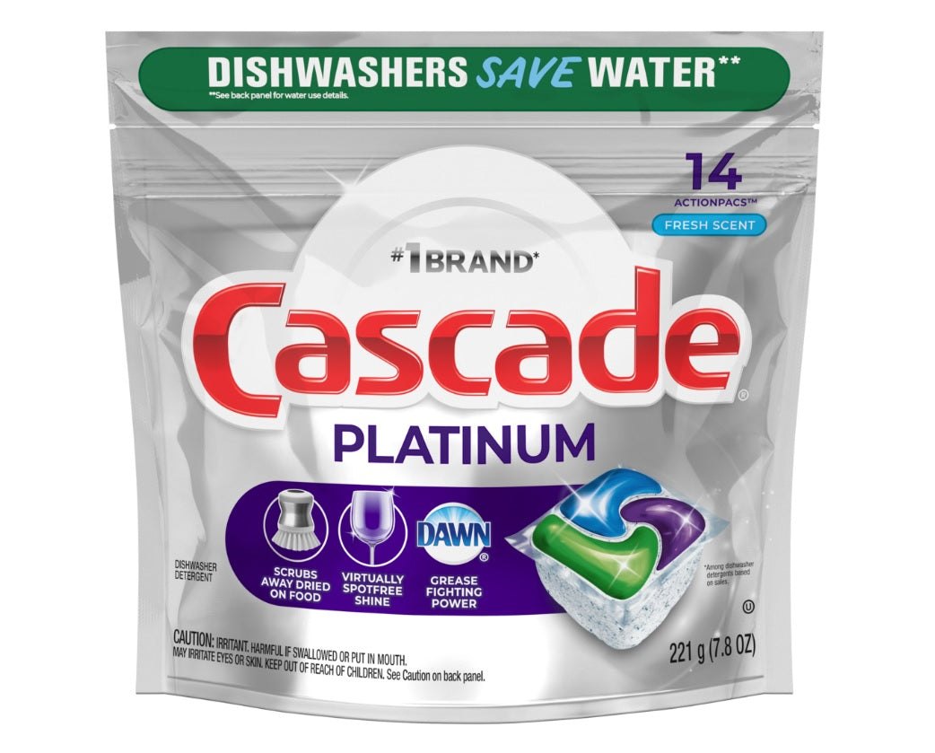 Cascade Platinum ActionPacs Dishwasher Detergent Pods Fresh - 14ct/6pk