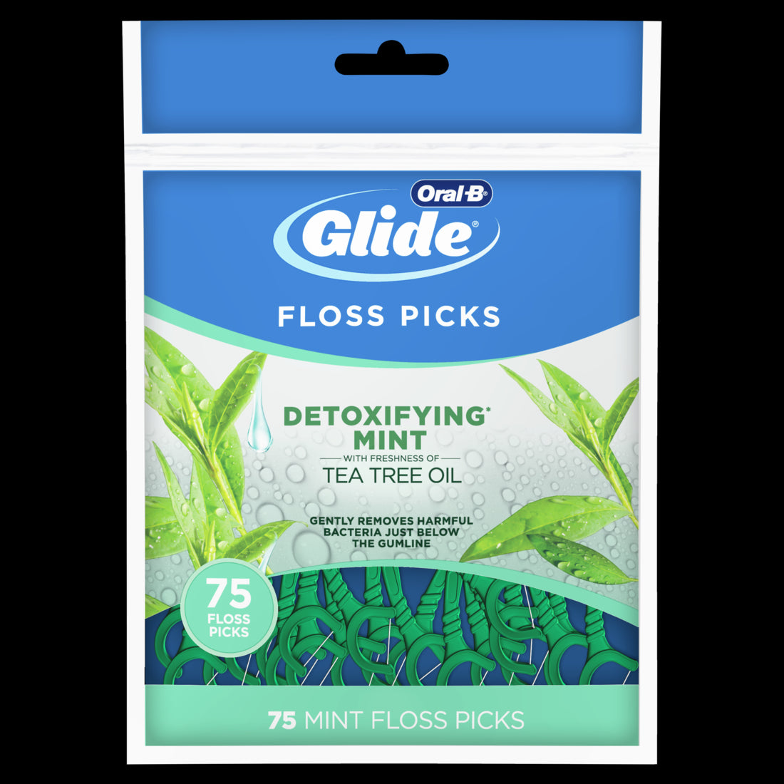 Oral-B Glide Detoxifying Mint Dental Floss Picks infused with Tea Tree Oil - 75ct/48pk