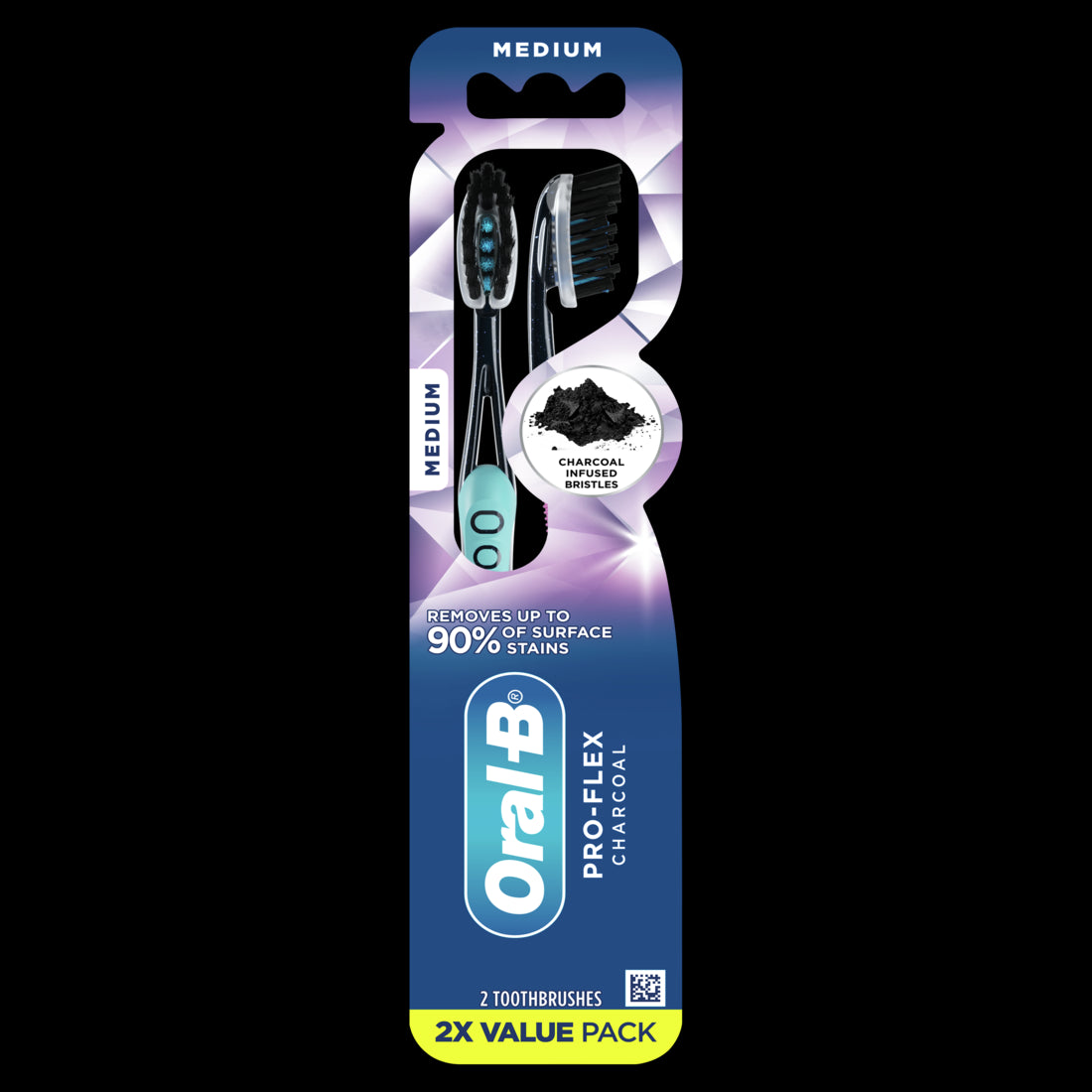Oral-B Pro-Flex Charcoal Manual Toothbrush Medium - 2ct/72ct