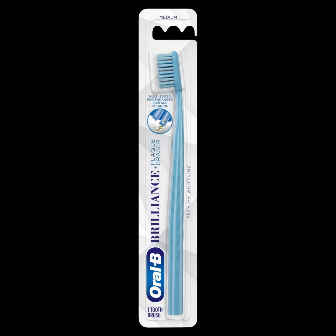 Oral-B Brilliance Premium Whitening Toothbrush with Plaque Eraser Medium Sky Blue - 1ct/72pk