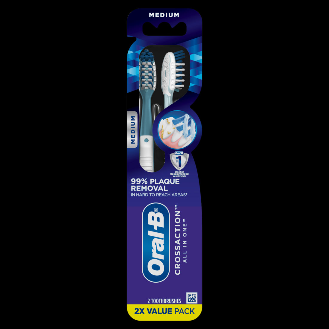 Oral-B CrossAction All In One Toothbrushes Deep Plaque Removal  Medium - 2ct/72pk