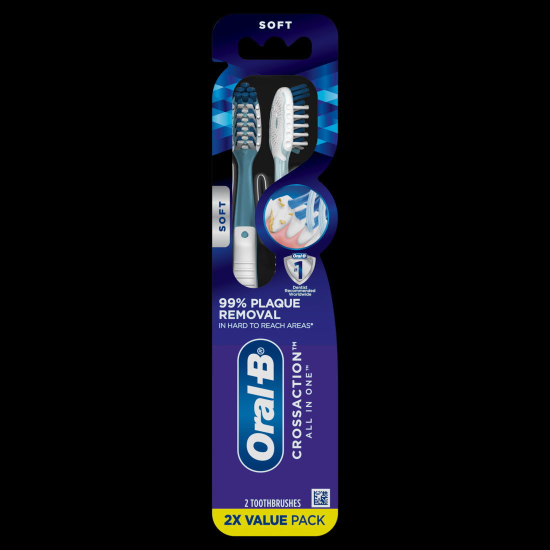 Oral-B CrossAction All In One Toothbrushes Deep Plaque Removal Soft - 2ct/72pk