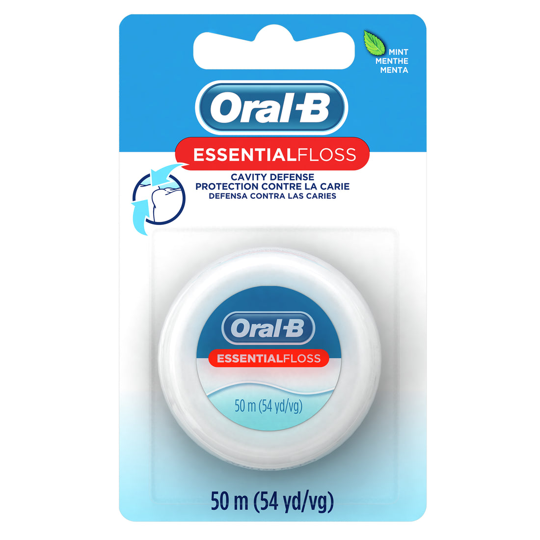 Oral-B EssentialFloss Mint Dental Floss Cavity Defense Waxed 50m 1ct/24pk