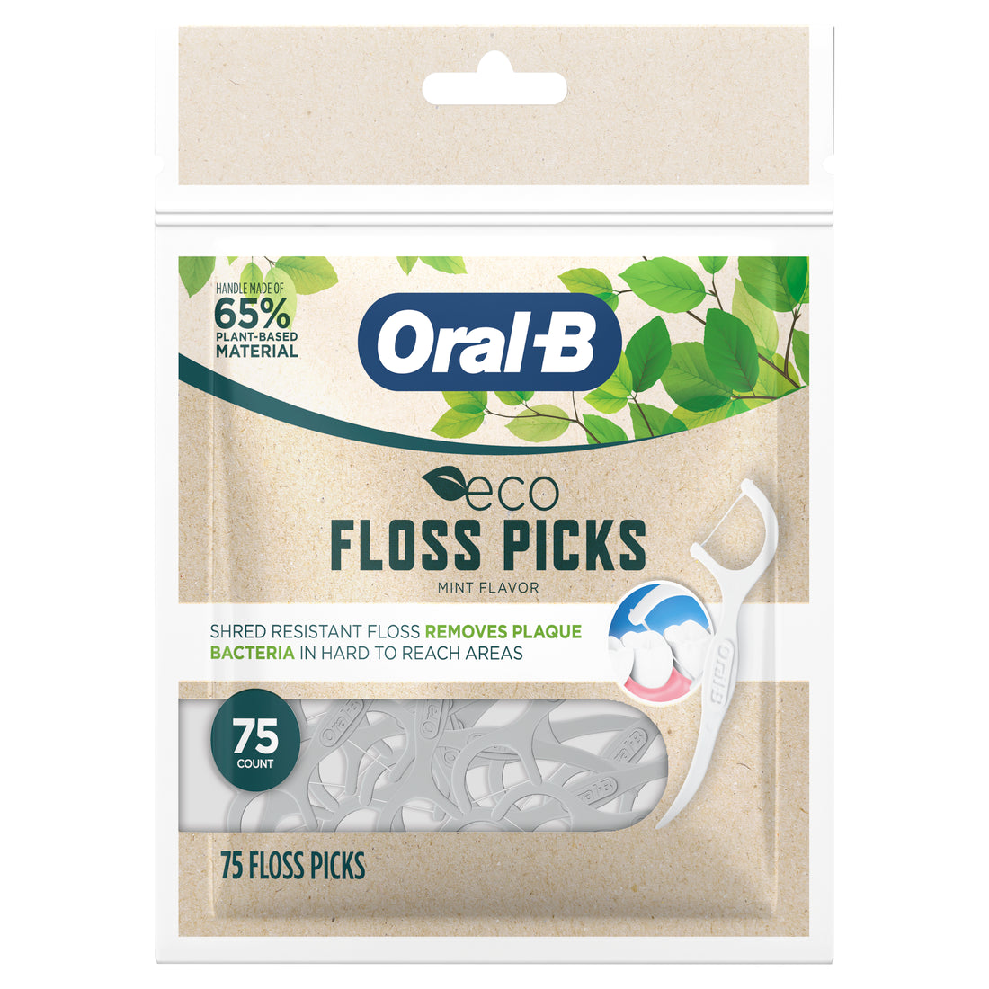 Oral-B eco Dental Floss Picks Sustainable  Mint 75ct/72pk