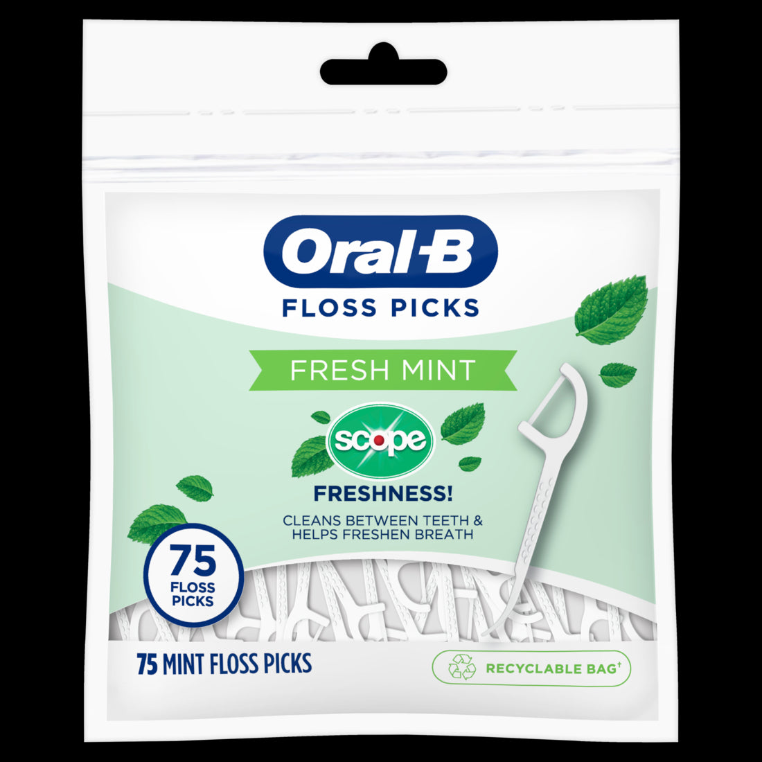 Oral-B Burst of Scope Dental Floss Picks Fresh Mint - 75ct/72pk