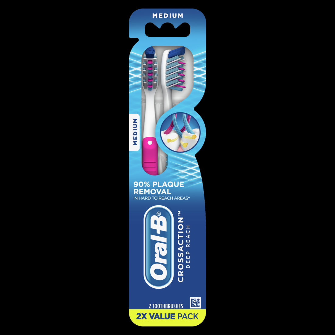 Oral-B CrossAction Deep Reach Toothbrushes Medium - 2ct/72pk